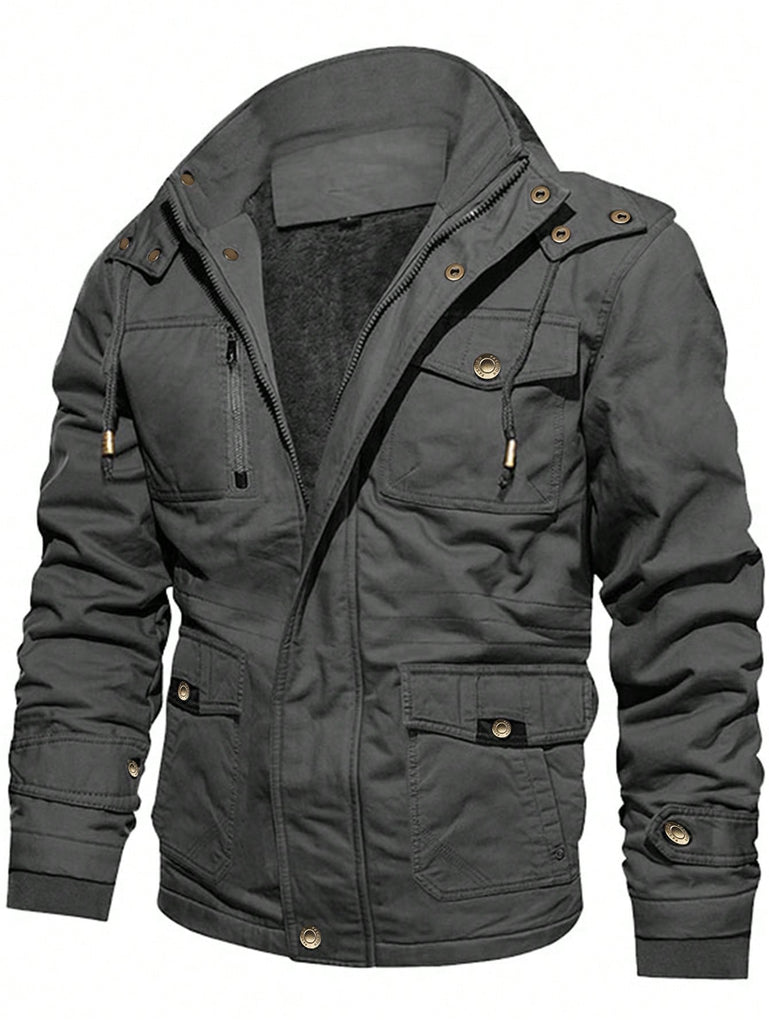 Manteau Dhiver Poche À Rabat Cordon Capuche S