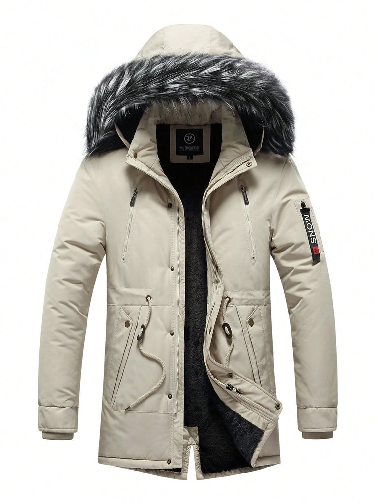 Parka À Ourlet Duveteux Capuche Doublure Thermique Cordon M
